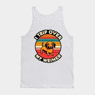 I Trip Over My Weiner Funny Dog Lover Sunset Tank Top